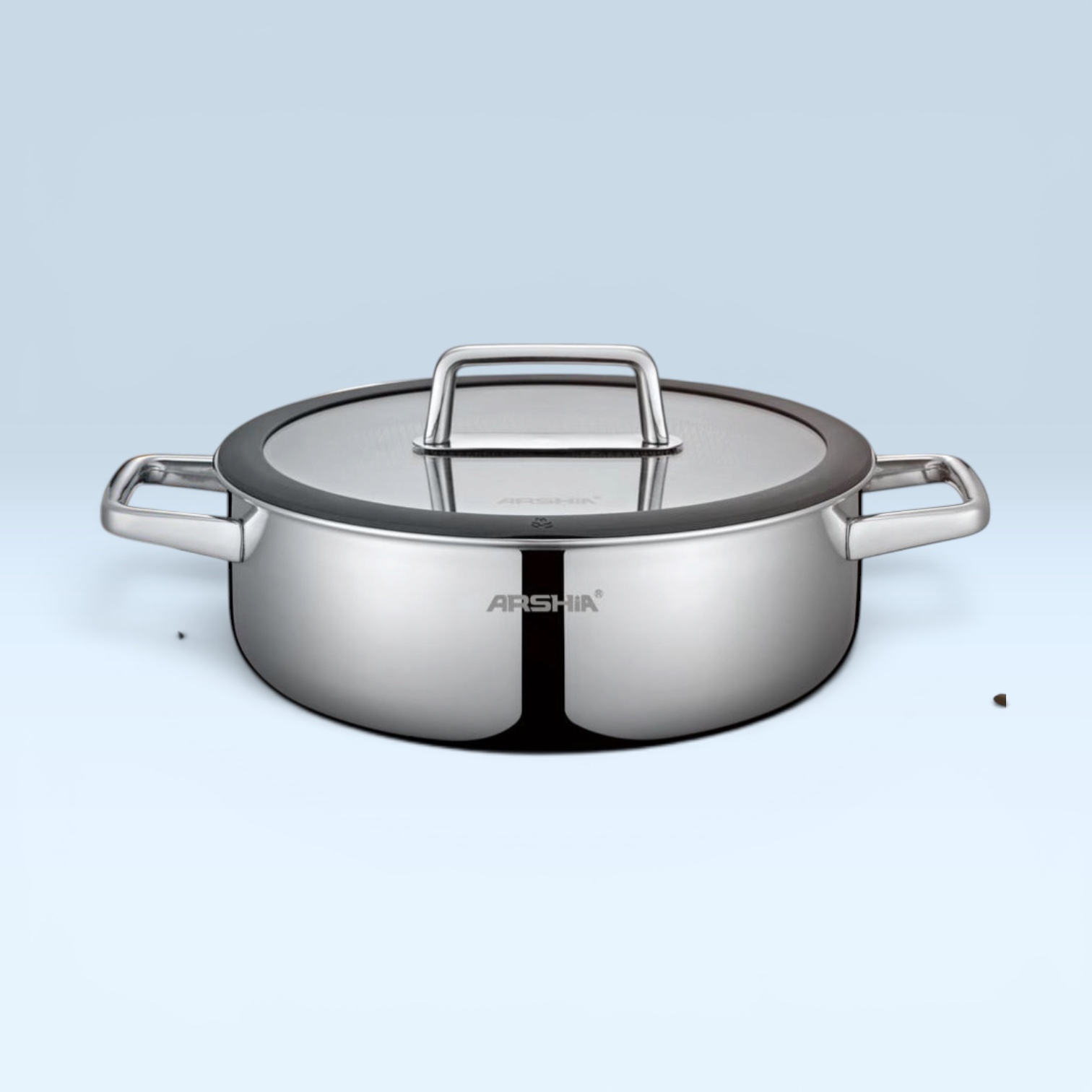 تابه دو دسته 28 سانتی با درب شیشه‌ای مدل SS050-3341